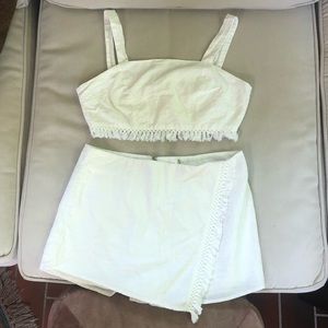 White Fringe Two Piece Set